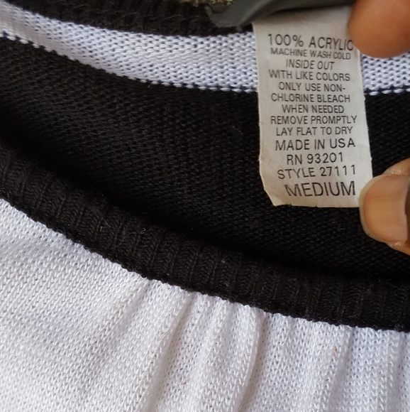 Black and White Striped Light Sweater Blouse - Picture 6 of 7